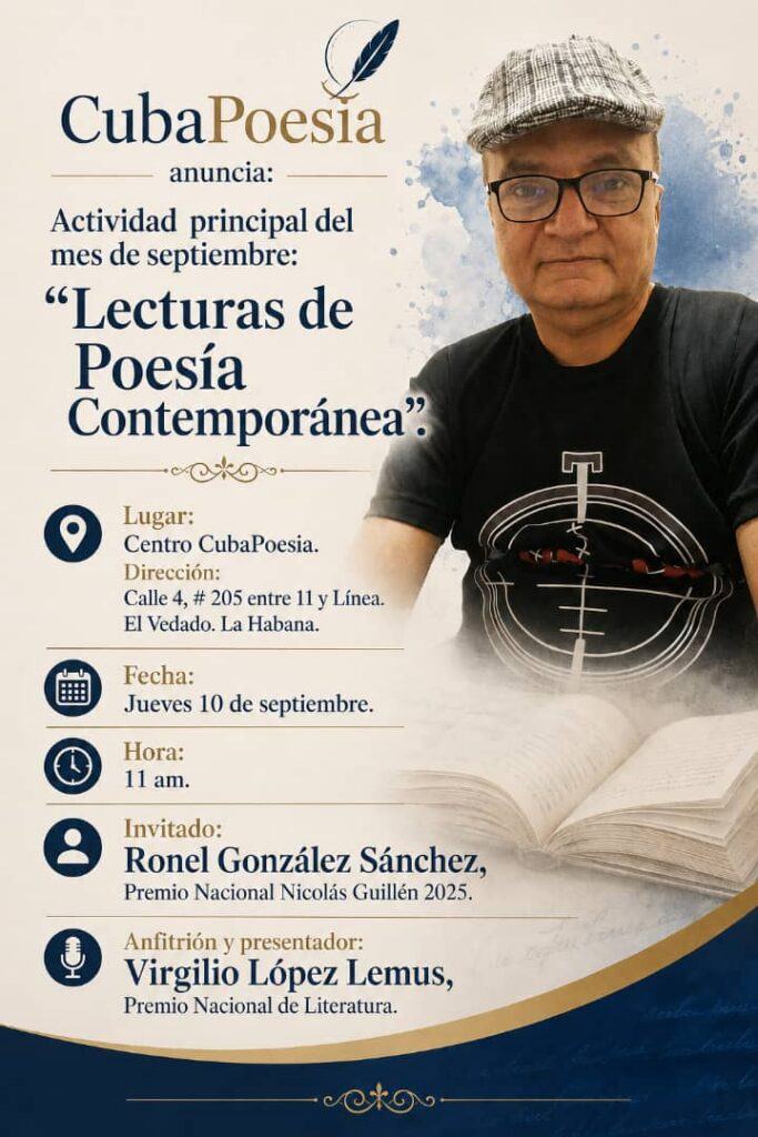 El poeta Ronel González Sánchez compartirá de su obra en La Habana
